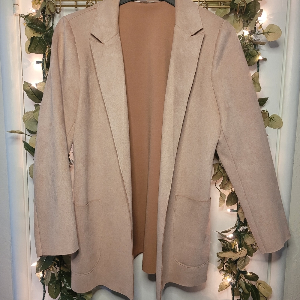 Charter Club Womens Faux Suede Blazer Jacket, Pink, DM